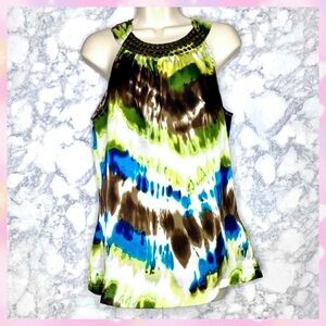 Apt. 9 Tie Dye Halter Lightweight Blouse Women’s Medium Studded Neckline